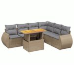 Casa si Gradina - Gradina si terasa - Mobilier exterior - Seturi mobila gradina - Set canapele de gradina, 7 piese, cu perne, bej, poliratan - Infinity.ro