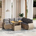 Casa si Gradina - Gradina si terasa - Mobilier exterior - Seturi mobila gradina - Set canapele de gradina, 7 piese, cu perne, bej, poliratan - Infinity.ro