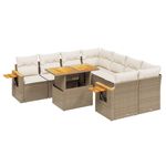 Casa si Gradina - Gradina si terasa - Mobilier exterior - Seturi mobila gradina - Set canapele de gradina, 9 piese, cu perne, bej, poliratan - Infinity.ro