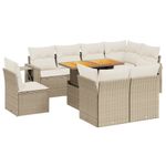 Casa si Gradina - Gradina si terasa - Mobilier exterior - Seturi mobila gradina - Set canapele de gradina, 9 piese, cu perne, bej, poliratan - Infinity.ro