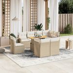 Casa si Gradina - Gradina si terasa - Mobilier exterior - Seturi mobila gradina - Set canapele de gradina, 9 piese, cu perne, bej, poliratan - Infinity.ro