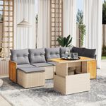 Casa si Gradina - Gradina si terasa - Mobilier exterior - Seturi mobila gradina - Set canapele de gradina, 7 piese, cu perne, bej, poliratan - Infinity.ro
