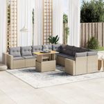 Casa si Gradina - Gradina si terasa - Mobilier exterior - Seturi mobila gradina - Set canapele de gradina cu perne, 11 piese, bej, poliratan - Infinity.ro