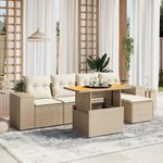 Casa si Gradina - Gradina si terasa - Mobilier exterior - Seturi mobila gradina - Set canapele de gradina cu perne, 6 piese, bej, poliratan - Infinity.ro