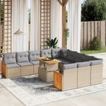 Casa si Gradina - Gradina si terasa - Mobilier exterior - Seturi mobila gradina - Set canapele de gradina cu perne, 11 piese, bej, poliratan - Infinity.ro