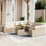 Casa si Gradina - Gradina si terasa - Mobilier exterior - Seturi mobila gradina - Set canapele de gradina cu perne, 11 piese, bej, poliratan - Infinity.ro