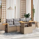 Casa si Gradina - Gradina si terasa - Mobilier exterior - Seturi mobila gradina - Set canapele de gradina cu perne, 5 piese, bej, poliratan - Infinity.ro
