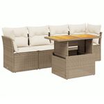 Casa si Gradina - Gradina si terasa - Mobilier exterior - Seturi mobila gradina - Set canapele de gradina cu perne, 5 piese, bej, poliratan - Infinity.ro