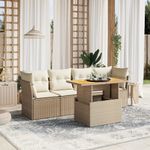 Casa si Gradina - Gradina si terasa - Mobilier exterior - Seturi mobila gradina - Set canapele de gradina cu perne, 5 piese, bej, poliratan - Infinity.ro
