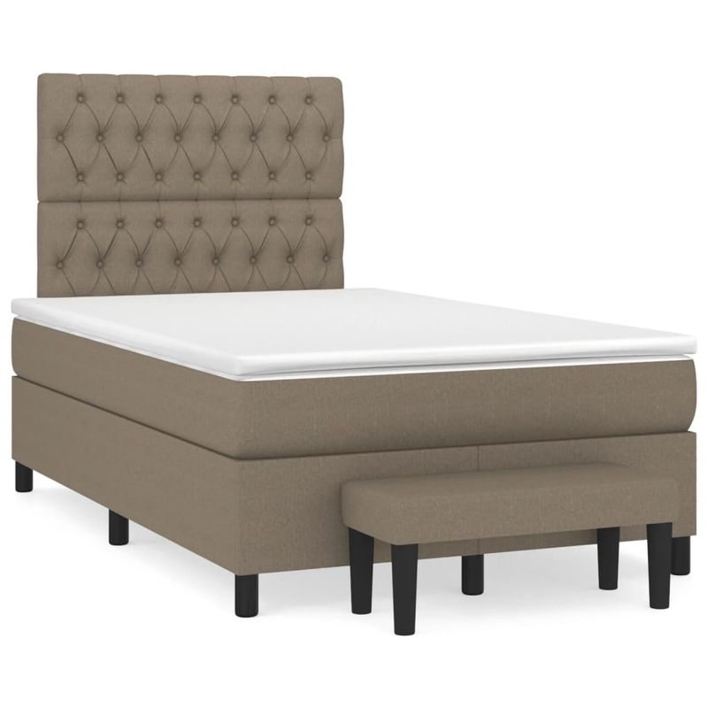 Casa si Gradina - Mobilier - Paturi si accesorii - Paturi - Pat box spring cu saltea, taupe, 120x190 cm material textil - Infinity.ro