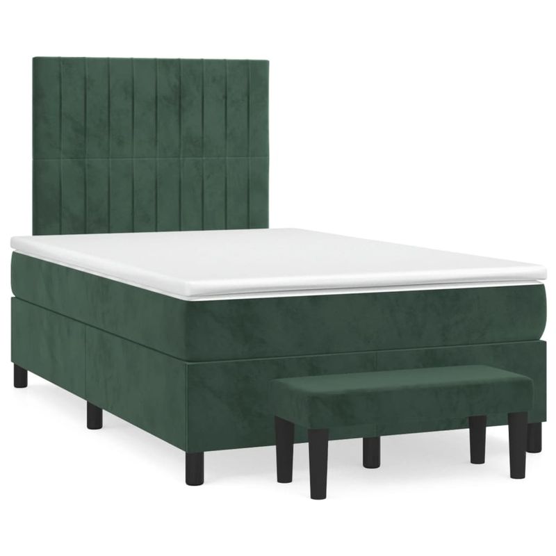 Casa si Gradina - Mobilier - Paturi si accesorii - Paturi - Pat box spring cu saltea, verde inchis, 120x190 cm, catifea - Infinity.ro