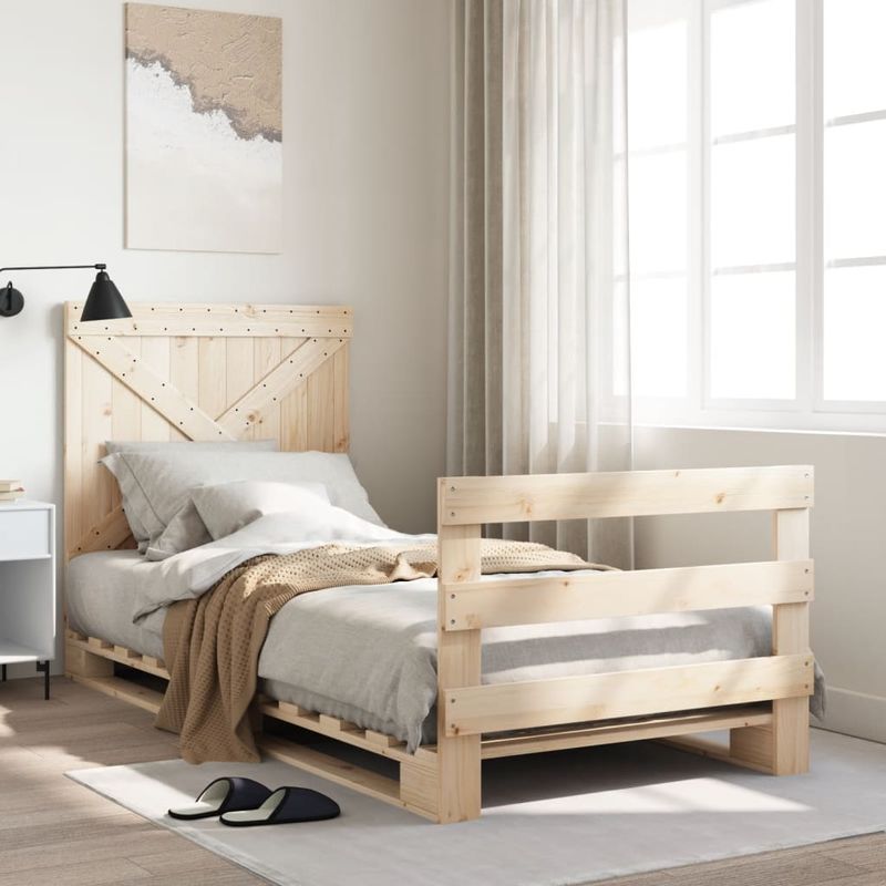 Casa si Gradina - Mobilier - Paturi si accesorii - Paturi - Cadru de pat cu tablie, 90x200 cm, lemn masiv de pin - Infinity.ro