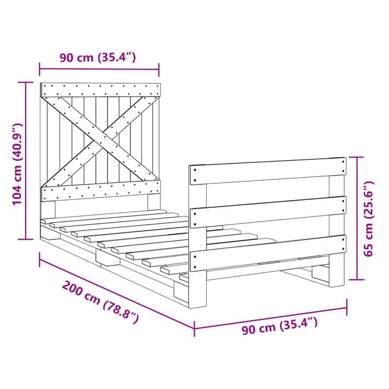 Casa si Gradina - Mobilier - Paturi si accesorii - Paturi - Cadru de pat cu tablie, 90x200 cm, lemn masiv de pin - Infinity.ro