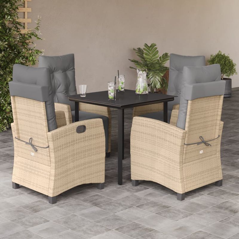 Casa si Gradina - Gradina si terasa - Mobilier exterior - Seturi mobila gradina - Set mobilier pentru gradina, 5 piese, cu perne, bej, poliratan - Infinity.ro