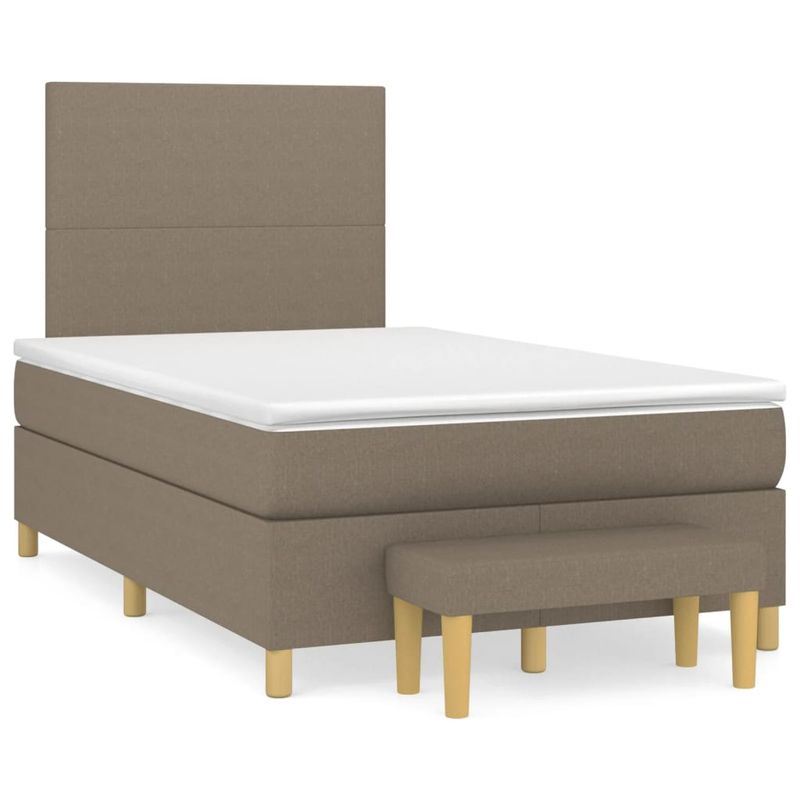 Casa si Gradina - Mobilier - Paturi si accesorii - Paturi - Pat box spring cu saltea, taupe, 120x190 cm material textil - Infinity.ro