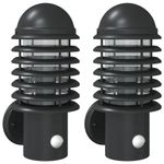 Casa si Gradina - Corpuri si surse de iluminat - Iluminat exterior - Felinare - Lampi exterioare de perete cu senzori, 2 buc., negru, otel inox - Infinity.ro