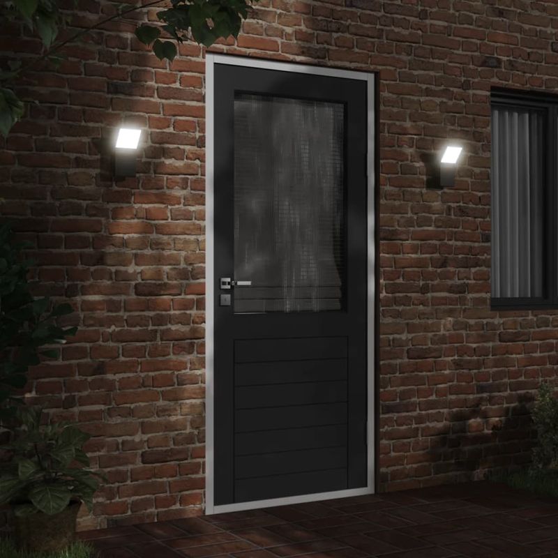Casa si Gradina - Corpuri si surse de iluminat - Iluminat exterior - Felinare - Lampi exterioare de perete cu LED 2 buc. negru, aluminiu turnat - Infinity.ro