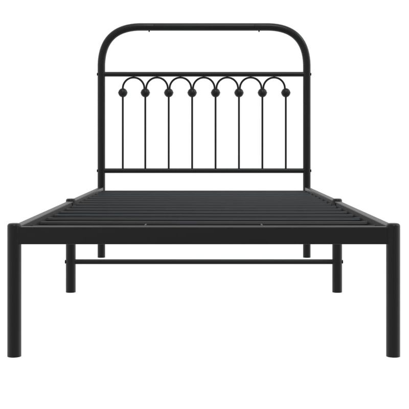 Casa si Gradina - Mobilier - Paturi si accesorii - Paturi - Cadru de pat metalic cu tablie, negru, 90x190 cm - Infinity.ro