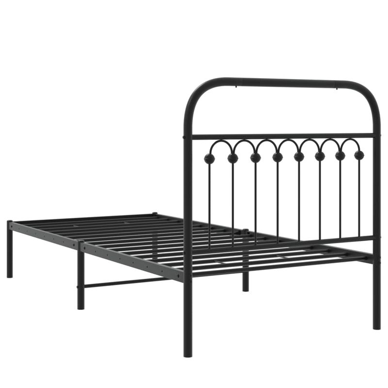 Casa si Gradina - Mobilier - Paturi si accesorii - Paturi - Cadru de pat metalic cu tablie, negru, 90x190 cm - Infinity.ro