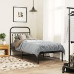 Casa si Gradina - Mobilier - Paturi si accesorii - Paturi - Cadru de pat metalic cu tablie, negru, 75x190 cm - Infinity.ro
