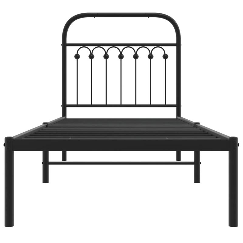 Casa si Gradina - Mobilier - Paturi si accesorii - Paturi - Cadru de pat metalic cu tablie, negru, 75x190 cm - Infinity.ro