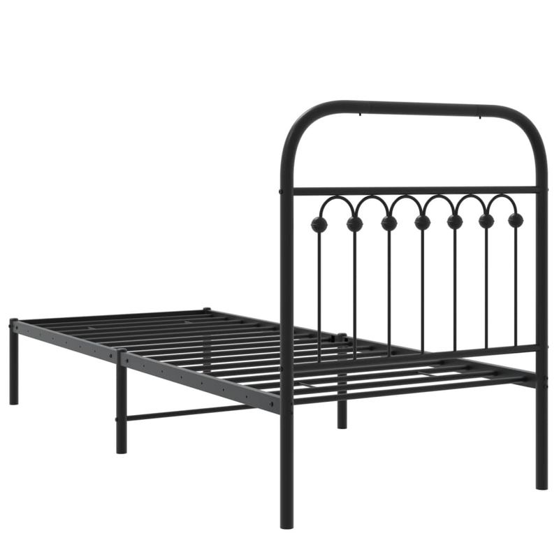 Casa si Gradina - Mobilier - Paturi si accesorii - Paturi - Cadru de pat metalic cu tablie, negru, 75x190 cm - Infinity.ro