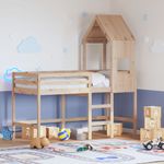 Casa si Gradina - Mobilier - Paturi si accesorii - Paturi - Pat etajat cu scara si acoperis, alb, 90x190 cm, lemn masiv pin - Infinity.ro