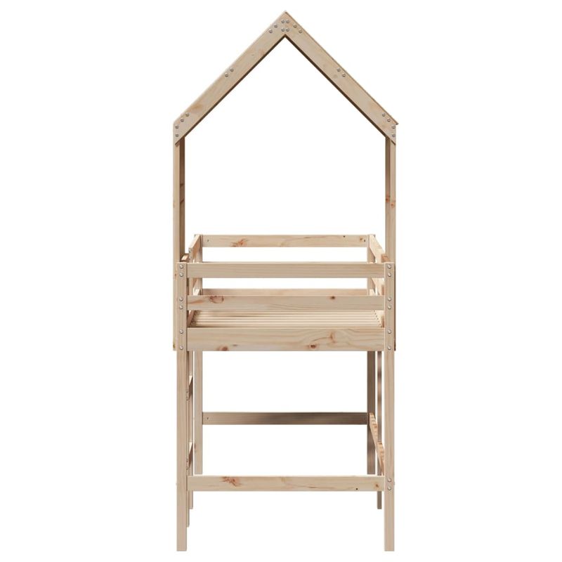 Casa si Gradina - Mobilier - Paturi si accesorii - Paturi - Pat etajat cu scara si acoperis, alb, 90x190 cm, lemn masiv pin - Infinity.ro