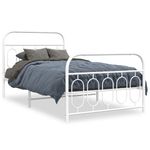 Casa si Gradina - Mobilier - Paturi si accesorii - Paturi - Cadru de pat metalic cu tablie de cap/picioare, alb, 107x203 cm - Infinity.ro