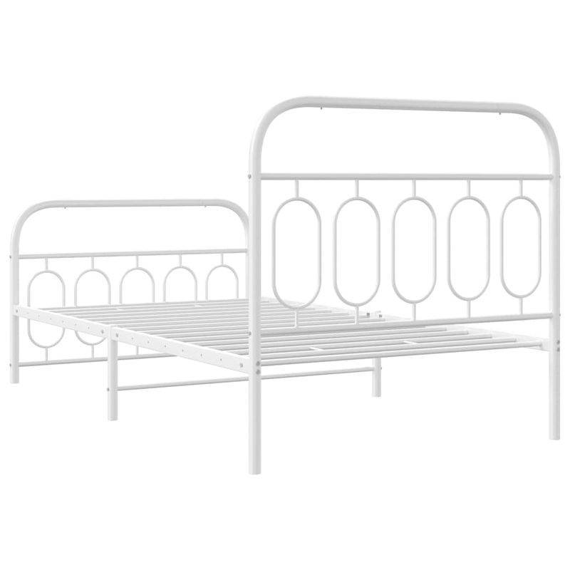 Casa si Gradina - Mobilier - Paturi si accesorii - Paturi - Cadru de pat metalic cu tablie de cap/picioare, alb, 107x203 cm - Infinity.ro