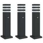 Casa si Gradina - Corpuri si surse de iluminat - Iluminat exterior - Felinare - Lampi podea exterior cu senzor, 3 buc., negru, 50 cm, aluminiu - Infinity.ro