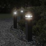 Casa si Gradina - Corpuri si surse de iluminat - Iluminat exterior - Felinare - Lampi podea exterior cu senzor, 3 buc., negru, 50 cm, aluminiu - Infinity.ro