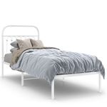 Casa si Gradina - Mobilier - Paturi si accesorii - Paturi - Cadru de pat metalic cu tablie, alb, 80x200 cm - Infinity.ro