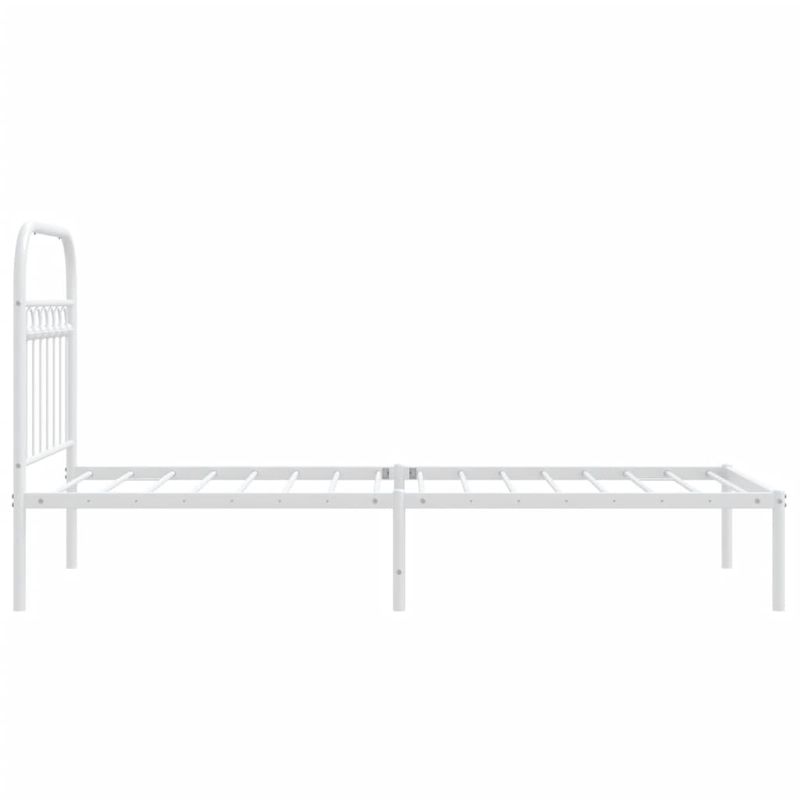Casa si Gradina - Mobilier - Paturi si accesorii - Paturi - Cadru de pat metalic cu tablie, alb, 80x200 cm - Infinity.ro