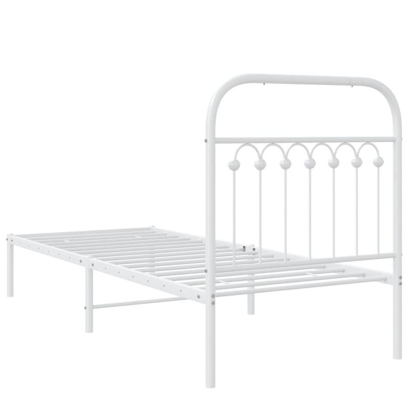 Casa si Gradina - Mobilier - Paturi si accesorii - Paturi - Cadru de pat metalic cu tablie, alb, 80x200 cm - Infinity.ro