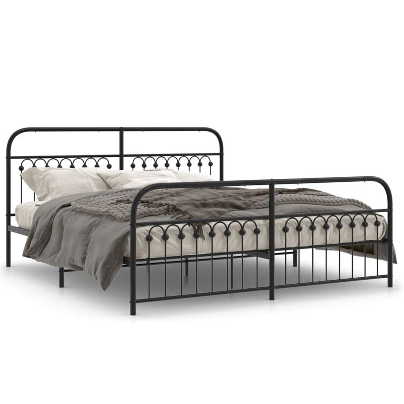 Casa si Gradina - Mobilier - Paturi si accesorii - Paturi - Cadru pat metalic cu tablii de cap/picioare, negru, 183x213 cm - Infinity.ro