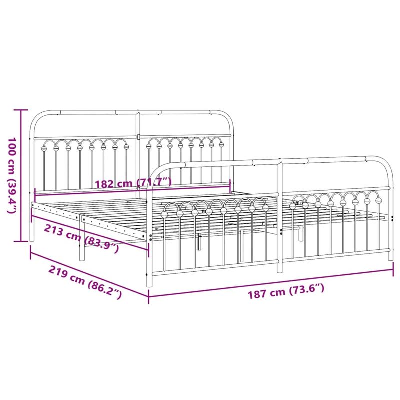 Casa si Gradina - Mobilier - Paturi si accesorii - Paturi - Cadru pat metalic cu tablii de cap/picioare, negru, 183x213 cm - Infinity.ro