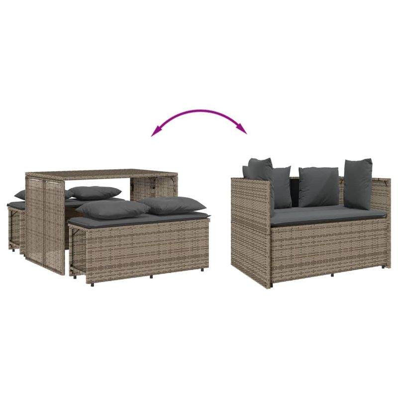 Casa si Gradina - Gradina si terasa - Mobilier exterior - Seturi mobila gradina - Set mobilier de gradina cu perne, 3 piese, gri, poliratan - Infinity.ro