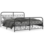 Casa si Gradina - Mobilier - Paturi si accesorii - Paturi - Cadru pat metalic cu tablii de cap/picioare, negru, 183x213 cm - Infinity.ro