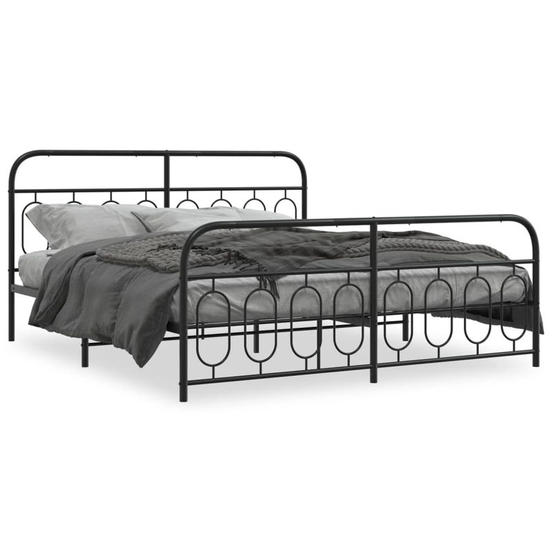 Casa si Gradina - Mobilier - Paturi si accesorii - Paturi - Cadru pat metalic cu tablii de cap/picioare, negru, 183x213 cm - Infinity.ro