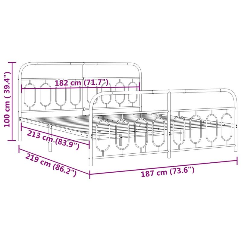 Casa si Gradina - Mobilier - Paturi si accesorii - Paturi - Cadru pat metalic cu tablii de cap/picioare, negru, 183x213 cm - Infinity.ro