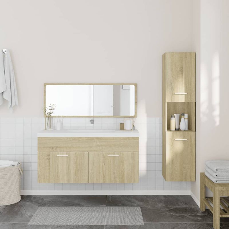 Casa si Gradina - Mobilier - Seturi de mobilier - Seturi baie - Set mobilier de baie, 3 piese, stejar sonoma, lemn prelucrat - Infinity.ro