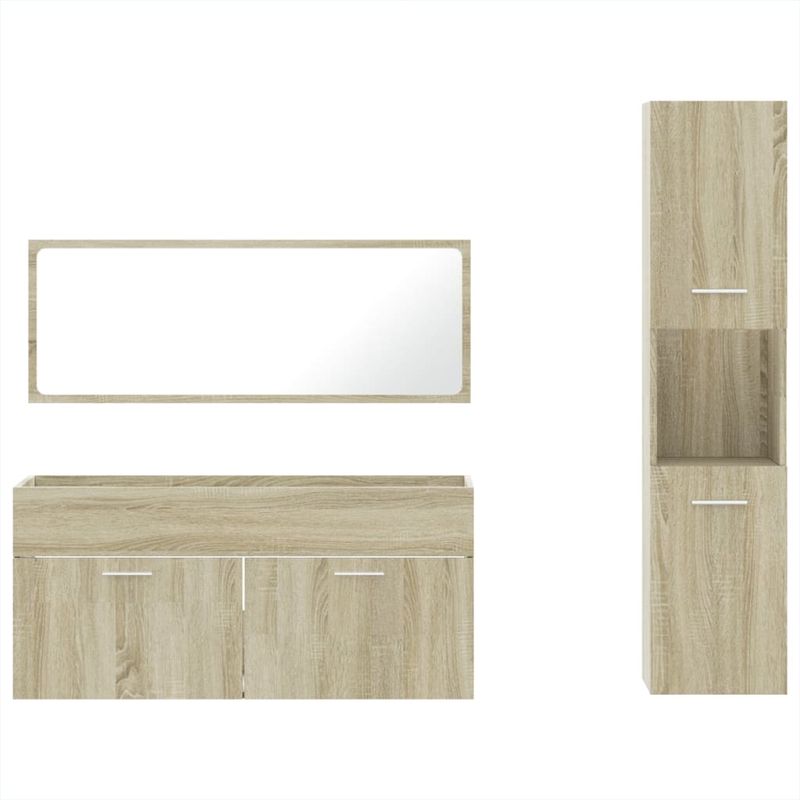 Casa si Gradina - Mobilier - Seturi de mobilier - Seturi baie - Set mobilier de baie, 3 piese, stejar sonoma, lemn prelucrat - Infinity.ro