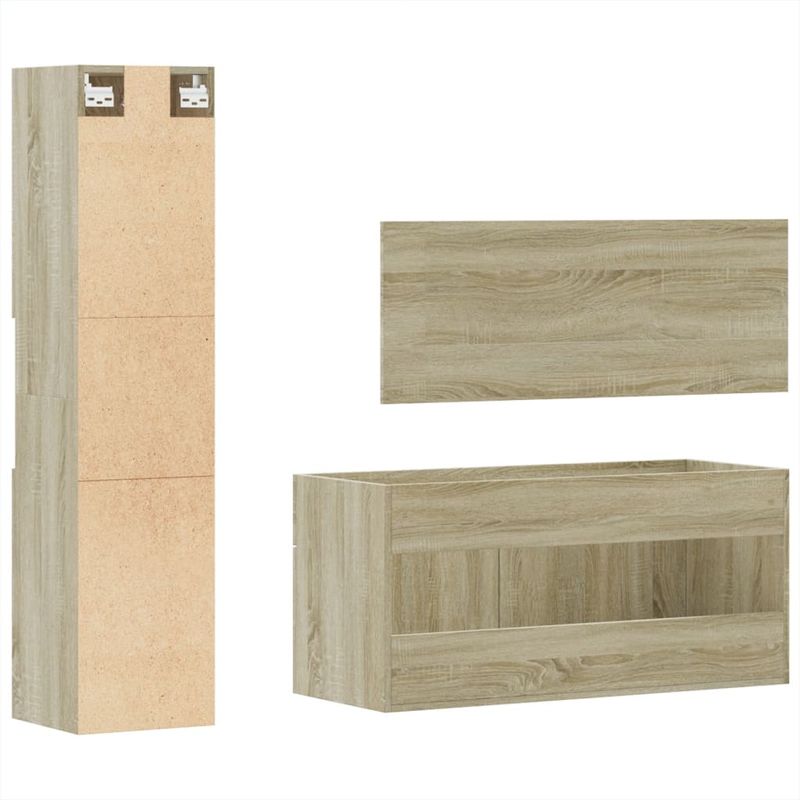 Casa si Gradina - Mobilier - Seturi de mobilier - Seturi baie - Set mobilier de baie, 3 piese, stejar sonoma, lemn prelucrat - Infinity.ro