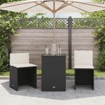 Casa si Gradina - Gradina si terasa - Mobilier exterior - Seturi mobila gradina - Set bistro cu perne, 3 piese, negru, poliratan - Infinity.ro