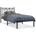 Casa si Gradina - Mobilier - Paturi si accesorii - Paturi - Cadru de pat metalic cu tablie, negru, 80x200 cm - Infinity.ro