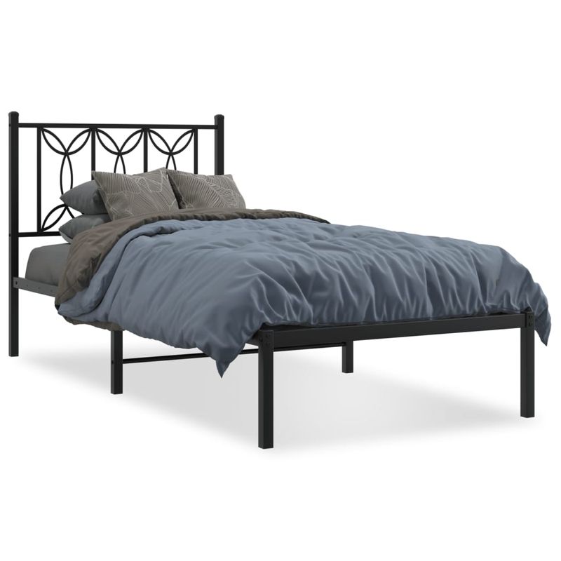Casa si Gradina - Mobilier - Paturi si accesorii - Paturi - Cadru de pat metalic cu tablie, negru, 80x200 cm - Infinity.ro