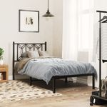 Casa si Gradina - Mobilier - Paturi si accesorii - Paturi - Cadru de pat metalic cu tablie, negru, 80x200 cm - Infinity.ro