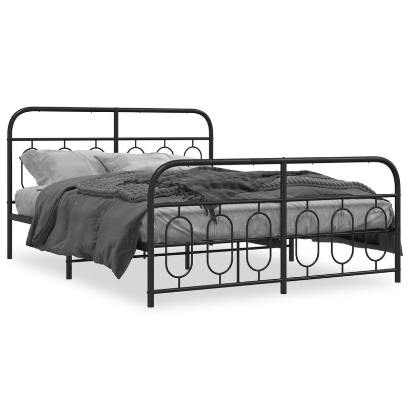 Casa si Gradina - Mobilier - Paturi si accesorii - Paturi - Cadru pat metalic cu tablie de cap/picioare, negru, 140x190 cm - Infinity.ro