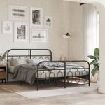 Casa si Gradina - Mobilier - Paturi si accesorii - Paturi - Cadru pat metalic cu tablie de cap/picioare, negru, 140x190 cm - Infinity.ro